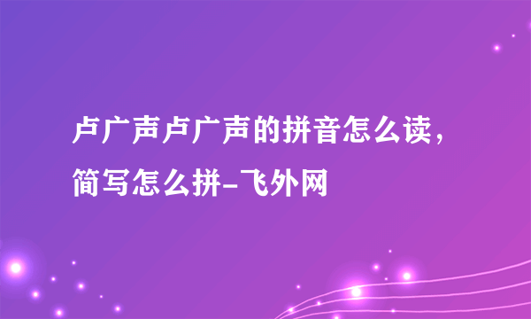 卢广声卢广声的拼音怎么读，简写怎么拼-飞外网