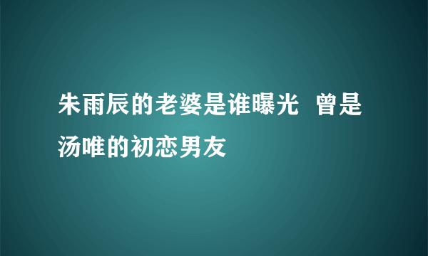 朱雨辰的老婆是谁曝光  曾是汤唯的初恋男友