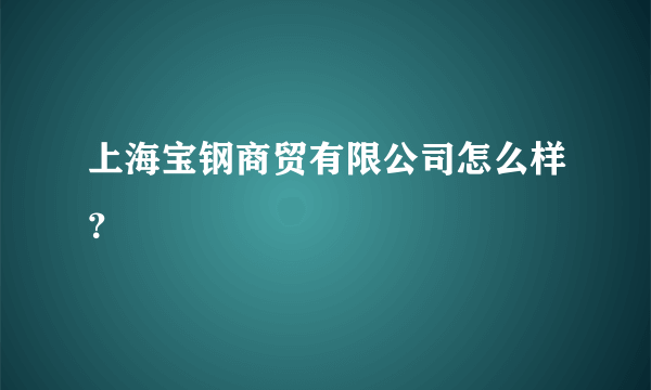 上海宝钢商贸有限公司怎么样？