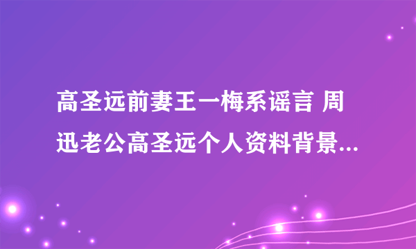 高圣远前妻王一梅系谣言 周迅老公高圣远个人资料背景揭秘_飞外网