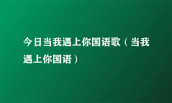 今日当我遇上你国语歌（当我遇上你国语）