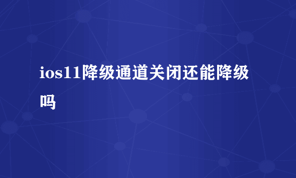 ios11降级通道关闭还能降级吗