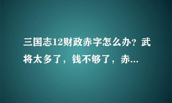 三国志12财政赤字怎么办？武将太多了，钱不够了，赤字了，怎么办？急急急！