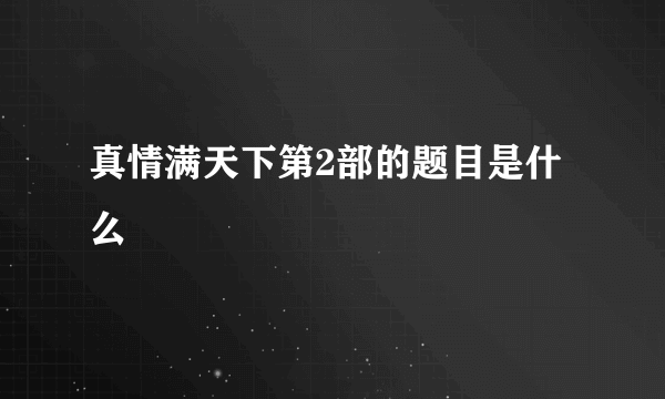 真情满天下第2部的题目是什么