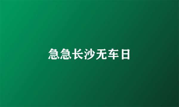 急急长沙无车日