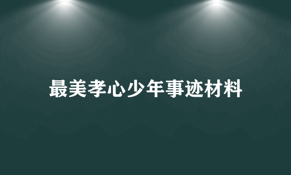 最美孝心少年事迹材料