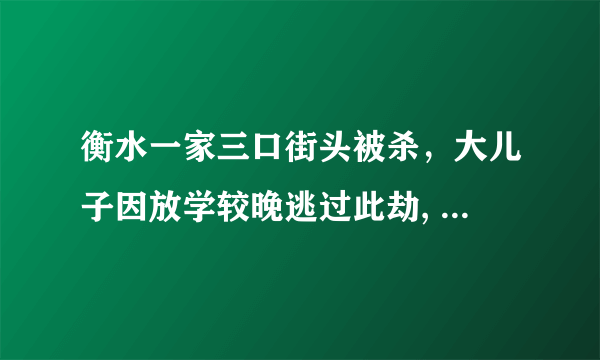 衡水一家三口街头被杀，大儿子因放学较晚逃过此劫, 你怎么看？