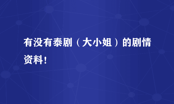 有没有泰剧（大小姐）的剧情资料！