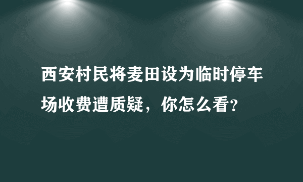 西安村民将麦田设为临时停车场收费遭质疑，你怎么看？