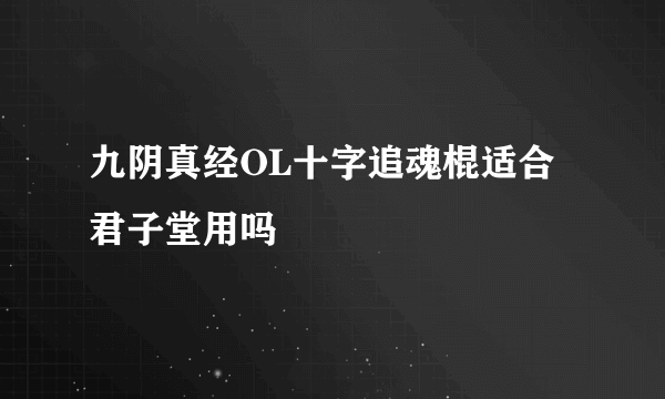 九阴真经OL十字追魂棍适合君子堂用吗