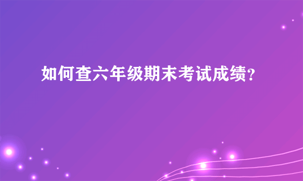 如何查六年级期末考试成绩？