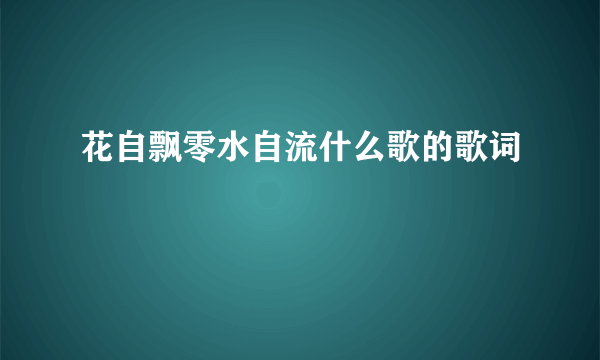 花自飘零水自流什么歌的歌词