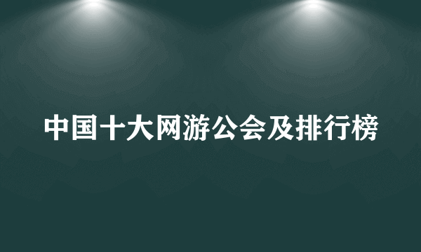 中国十大网游公会及排行榜