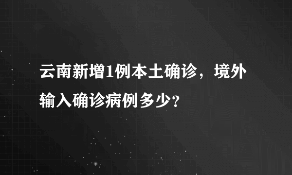 云南新增1例本土确诊，境外输入确诊病例多少？