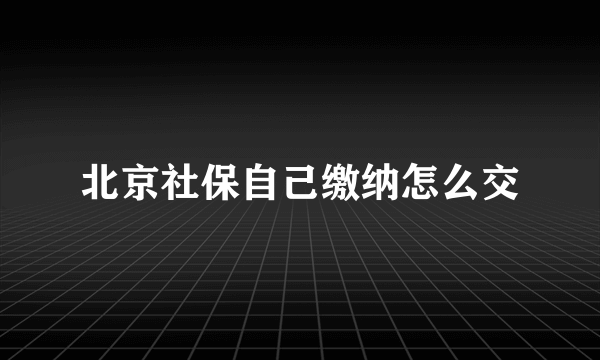 北京社保自己缴纳怎么交