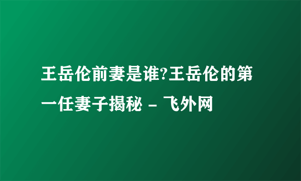 王岳伦前妻是谁?王岳伦的第一任妻子揭秘 - 飞外网