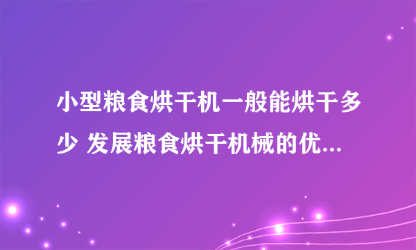 小型粮食烘干机一般能烘干多少 发展粮食烘干机械的优劣势分析