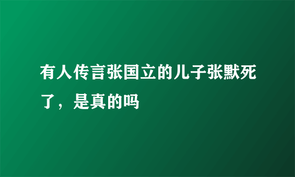 有人传言张国立的儿子张默死了，是真的吗