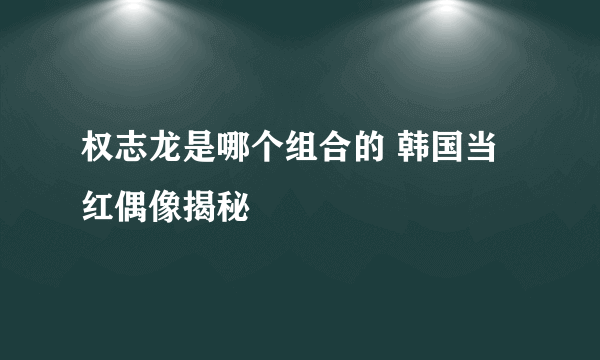 权志龙是哪个组合的 韩国当红偶像揭秘