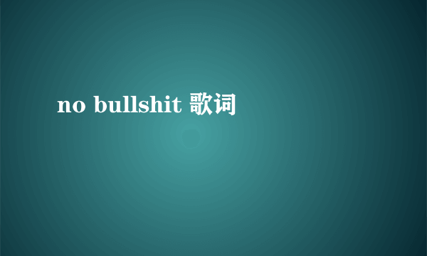 no bullshit 歌词