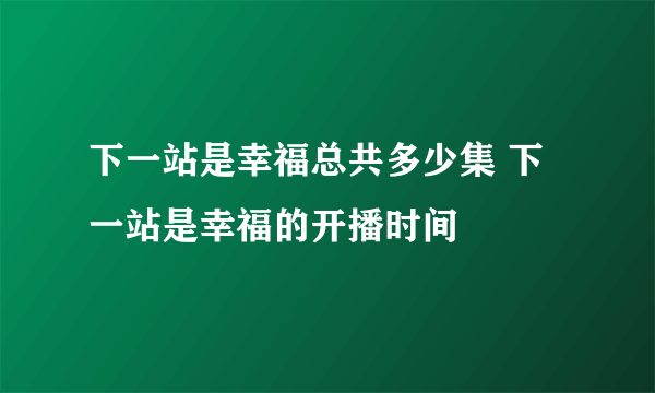 下一站是幸福总共多少集 下一站是幸福的开播时间