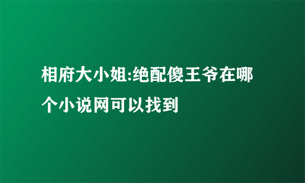 相府大小姐:绝配傻王爷在哪个小说网可以找到