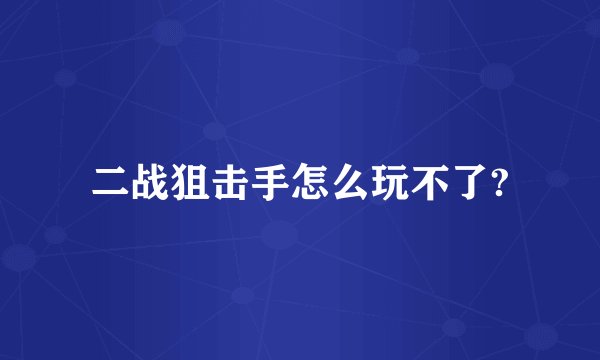 二战狙击手怎么玩不了?