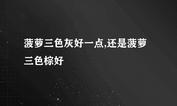 菠萝三色灰好一点,还是菠萝三色棕好