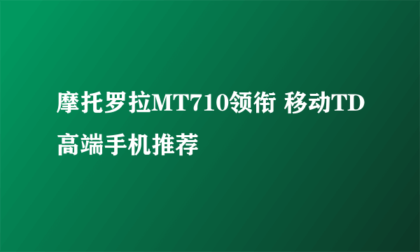 摩托罗拉MT710领衔 移动TD高端手机推荐