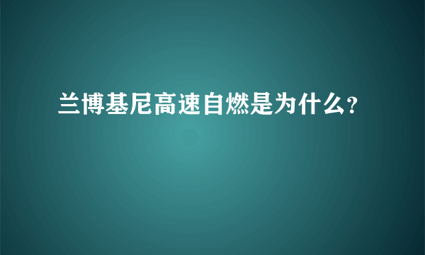 兰博基尼高速自燃是为什么？