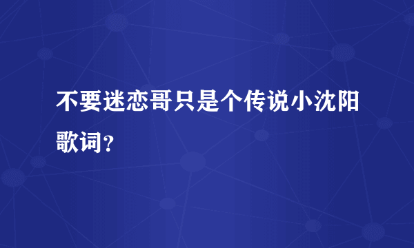 不要迷恋哥只是个传说小沈阳歌词？