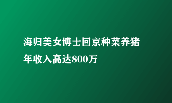 海归美女博士回京种菜养猪 年收入高达800万