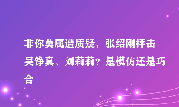 非你莫属遭质疑，张绍刚抨击吴铮真、刘莉莉？是模仿还是巧合