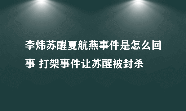 李炜苏醒夏航燕事件是怎么回事 打架事件让苏醒被封杀