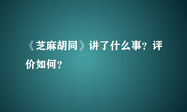 《芝麻胡同》讲了什么事？评价如何？