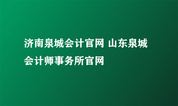 济南泉城会计官网 山东泉城会计师事务所官网