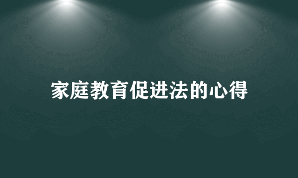 家庭教育促进法的心得