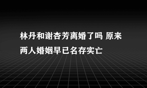 林丹和谢杏芳离婚了吗 原来两人婚姻早已名存实亡