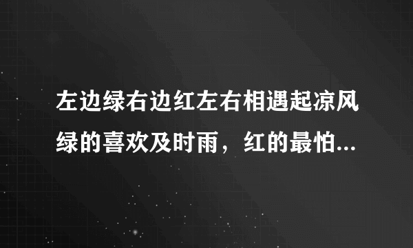 左边绿右边红左右相遇起凉风绿的喜欢及时雨，红的最怕水来攻谜底