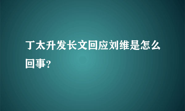 丁太升发长文回应刘维是怎么回事？