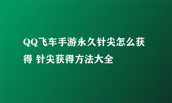 QQ飞车手游永久针尖怎么获得 针尖获得方法大全