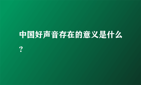 中国好声音存在的意义是什么？