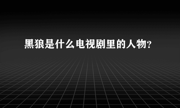 黑狼是什么电视剧里的人物？