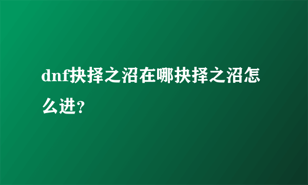 dnf抉择之沼在哪抉择之沼怎么进？