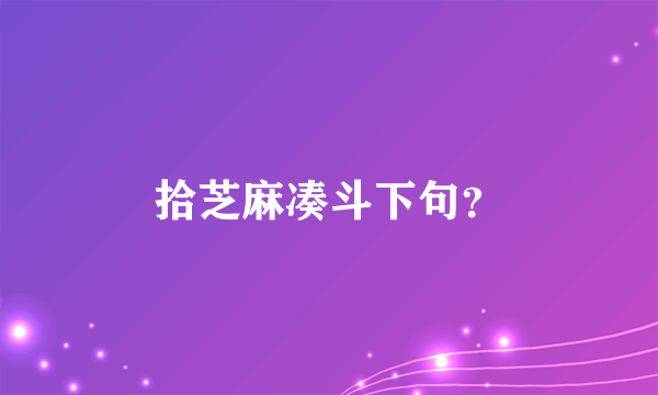 拾芝麻凑斗下句？