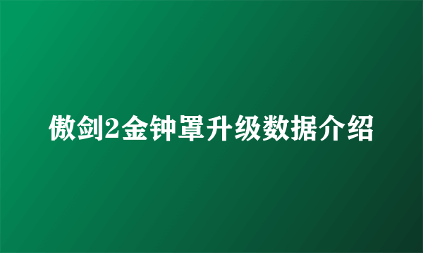 傲剑2金钟罩升级数据介绍