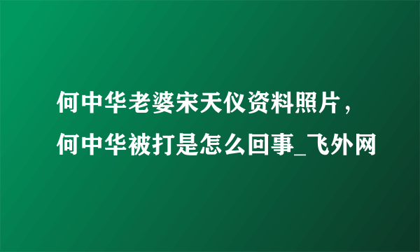 何中华老婆宋天仪资料照片，何中华被打是怎么回事_飞外网