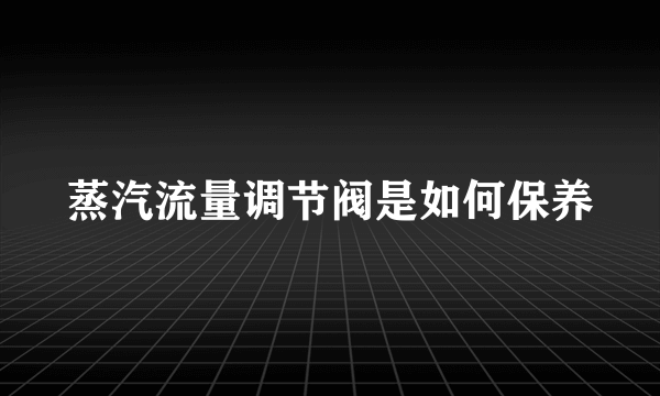 蒸汽流量调节阀是如何保养