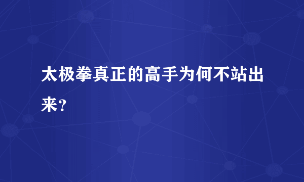 太极拳真正的高手为何不站出来？