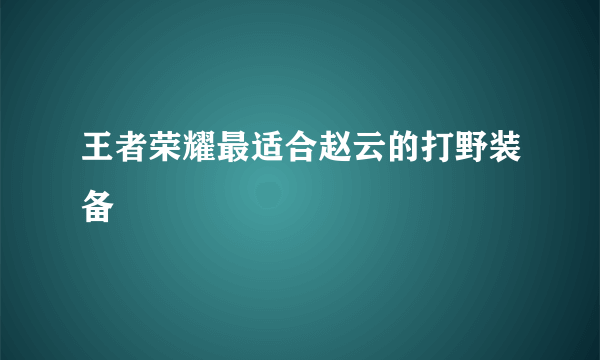 王者荣耀最适合赵云的打野装备